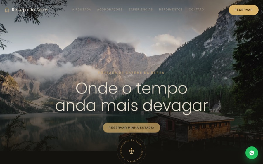 Site demonstrativo Refúgio da Serra